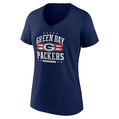 Green Bay Packers Women's Americana Team V-Neck T-Shirt Navy | NFL