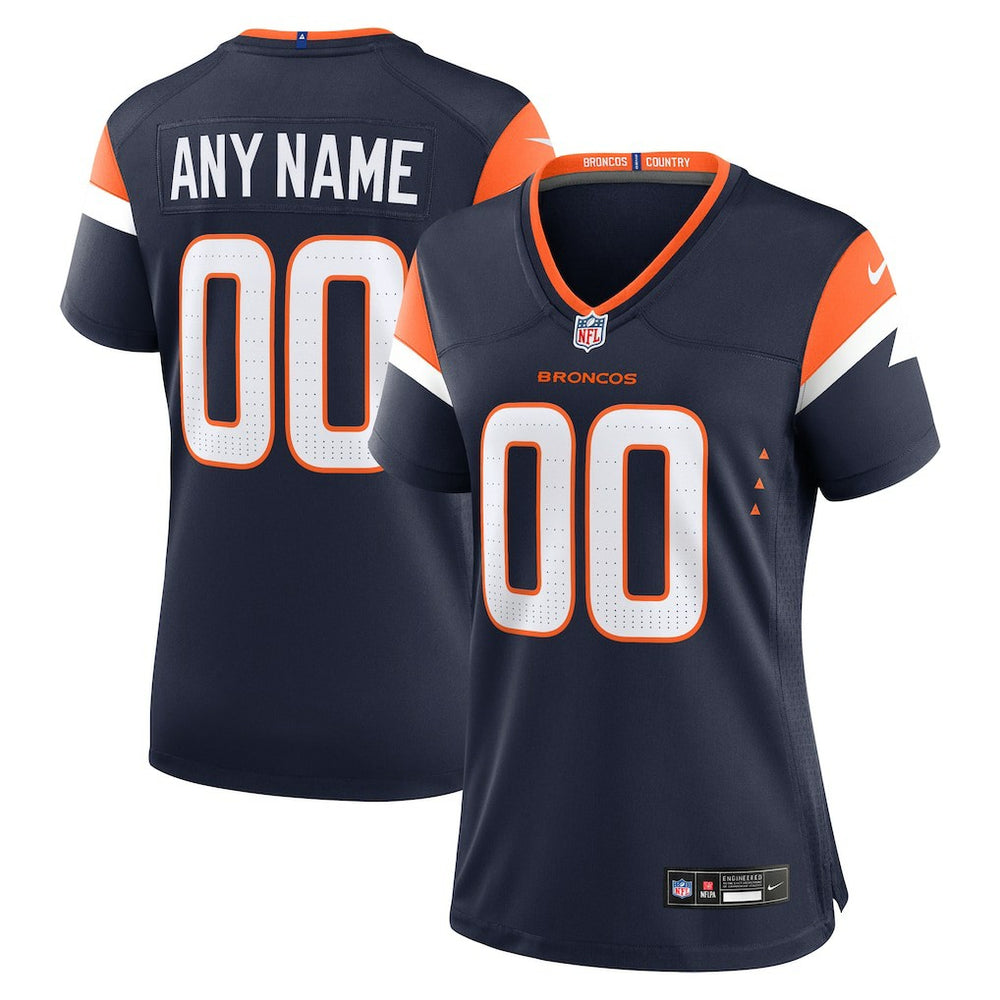 Denver Broncos Women's Alternate Mile High Collection Custom Game Jersey Navy | Nike for Sale