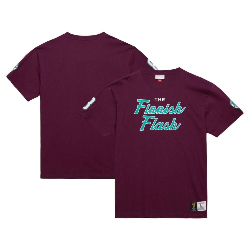 Teemu Selanne Anaheim Ducks Mitchell & Ness Premium Nickname Vintage Logo T-Shirt - Purple - NHL