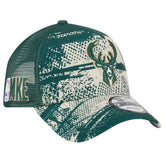Milwaukee Bucks Tip Off A-Frame Trucker 9FORTY Adjustable Hat Hunter Green/Cream - NBA