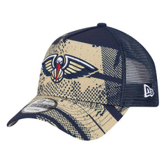 New Orleans Pelicans Tip Off A-Frame Trucker 9FORTY Adjustable Hat Navy/Gold - NBA