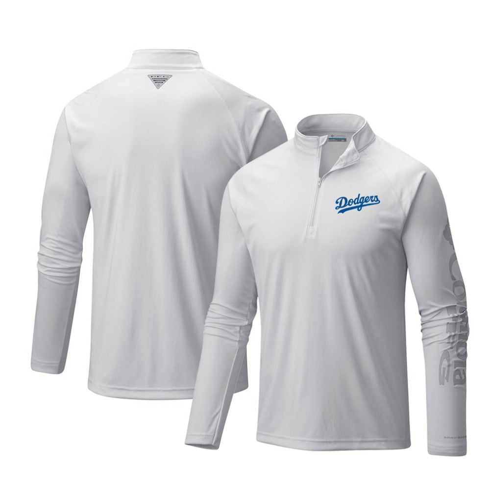 Los Angeles Dodgers Columbia Terminal Tackle Omni-Shade Raglan Quarter-Zip Pullover Top - MLB