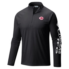 Cincinnati Reds Columbia Terminal Tackle Omni-Shade Raglan Quarter-Zip Pullover Top - MLB