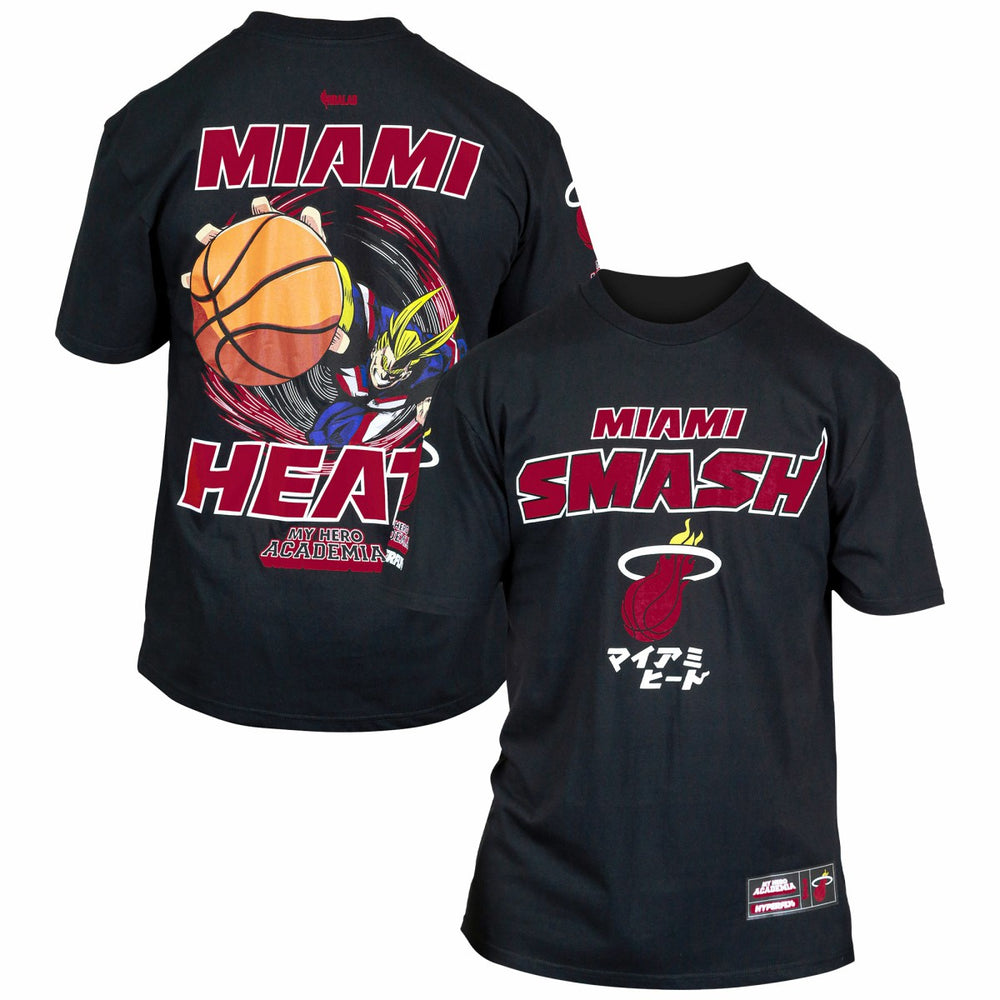 Miami Heat Hyperfly Unisex NBA x My Hero Academia All Might Smash T-Shirt Black - NBA