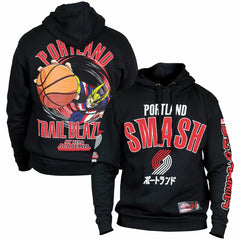 Portland Trail Blazers Hyperfly Unisex NBA x My Hero Academia All Might Smash Pullover Hoodie Black - NBA