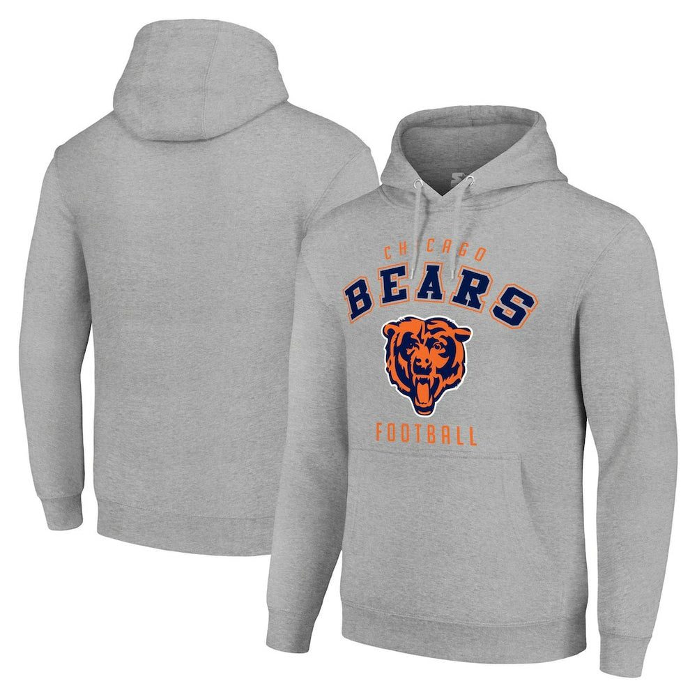 Chicago Bears Starter Unisex Logo Pullover Hoodie Heather Gray | NFL