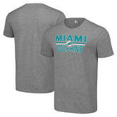 Miami Dolphins Starter Team Mesh Print Graphic T-Shirt Heather Gray | NFL