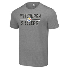 Pittsburgh Steelers Starter Team Mesh Print Graphic T-Shirt Heather Gray | NFL