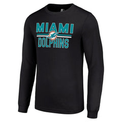 Miami Dolphins Starter Team Mesh Print Graphic Long Sleeve T-Shirt Black | NFL