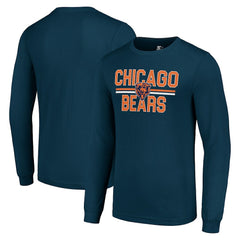 Chicago Bears Starter Team Mesh Print Graphic Long Sleeve T-Shirt Navy | NFL