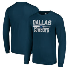 Dallas Cowboys Starter Team Mesh Print Graphic Long Sleeve T-Shirt Navy | NFL