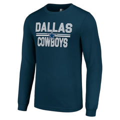 Dallas Cowboys Starter Team Mesh Print Graphic Long Sleeve T-Shirt Navy | NFL