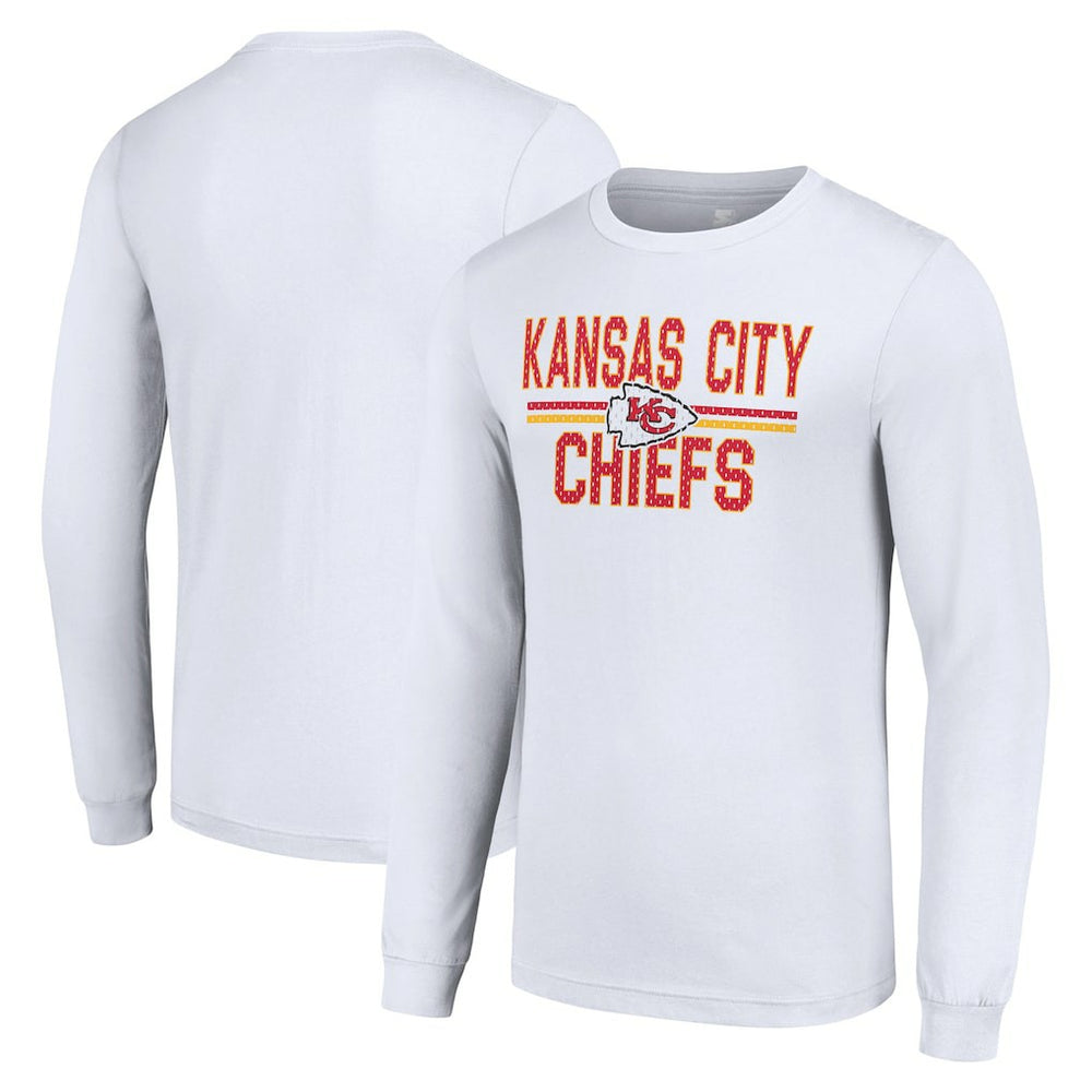 Kansas City Chiefs Starter Team Mesh Print Graphic Long Sleeve T-Shirt White | NFL