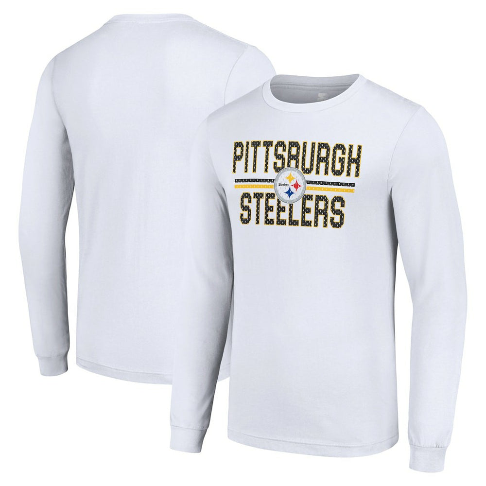 Pittsburgh Steelers Starter Team Mesh Print Graphic Long Sleeve T-Shirt White | NFL