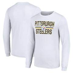 Pittsburgh Steelers Starter Team Mesh Print Graphic Long Sleeve T-Shirt White | NFL