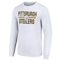 Pittsburgh Steelers Starter Team Mesh Print Graphic Long Sleeve T-Shirt White | NFL