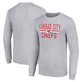 Kansas City Chiefs Starter Team Mesh Print Graphic Long Sleeve T-Shirt Heather Gray | NFL