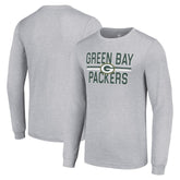 Green Bay Packers Starter Team Mesh Print Graphic Long Sleeve T-Shirt Heather Gray | NFL