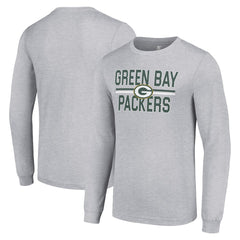 Green Bay Packers Starter Team Mesh Print Graphic Long Sleeve T-Shirt Heather Gray | NFL