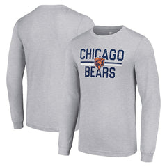 Chicago Bears Starter Team Mesh Print Graphic Long Sleeve T-Shirt Heather Gray | NFL