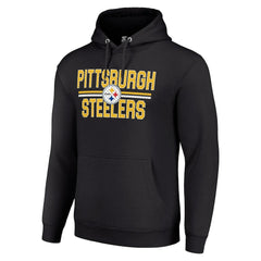 Pittsburgh Steelers Starter Unisex Team Mesh Print Graphic Tri-Blend Pullover Hoodie Black | NFL