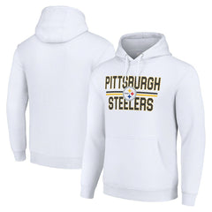 Pittsburgh Steelers Starter Unisex Team Mesh Print Graphic Tri-Blend Pullover Hoodie White | NFL