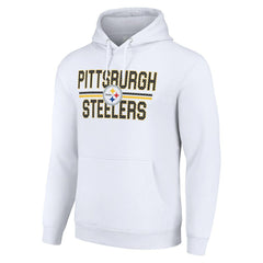 Pittsburgh Steelers Starter Unisex Team Mesh Print Graphic Tri-Blend Pullover Hoodie White | NFL