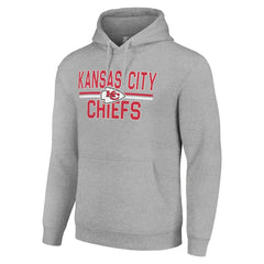 Kansas City Chiefs Starter Unisex Team Mesh Print Graphic Tri-Blend Pullover Hoodie Heather Gray | NFL