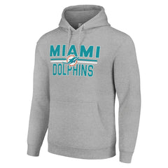 Miami Dolphins Starter Unisex Team Mesh Print Graphic Tri-Blend Pullover Hoodie Heather Gray | NFL