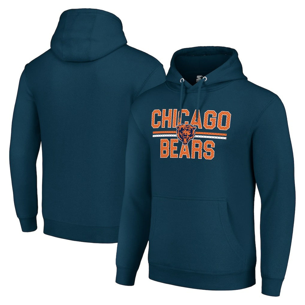 Chicago Bears Starter Unisex Team Mesh Print Graphic Tri-Blend Pullover Hoodie Navy | NFL