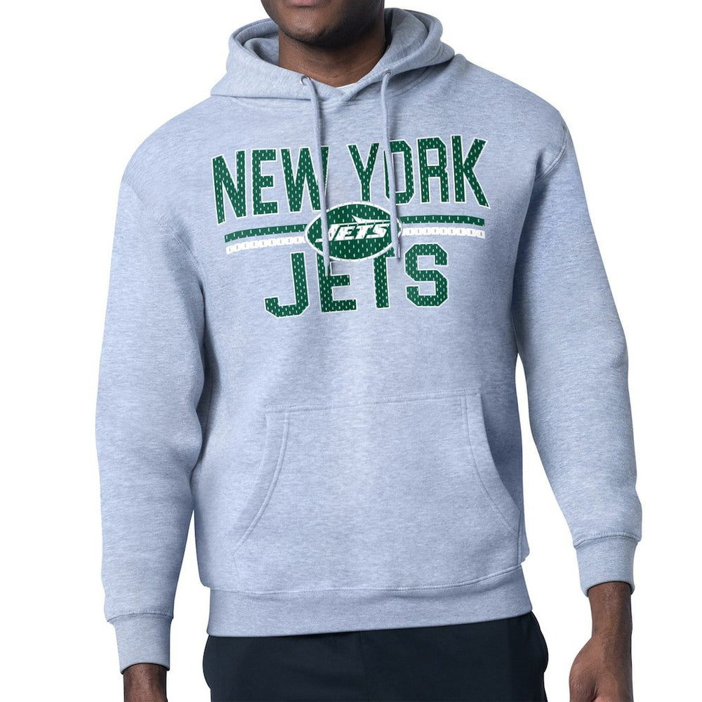 New York Jets Starter Unisex Team Mesh Print Graphic Tri-Blend Pullover Hoodie Heather Gray | NFL