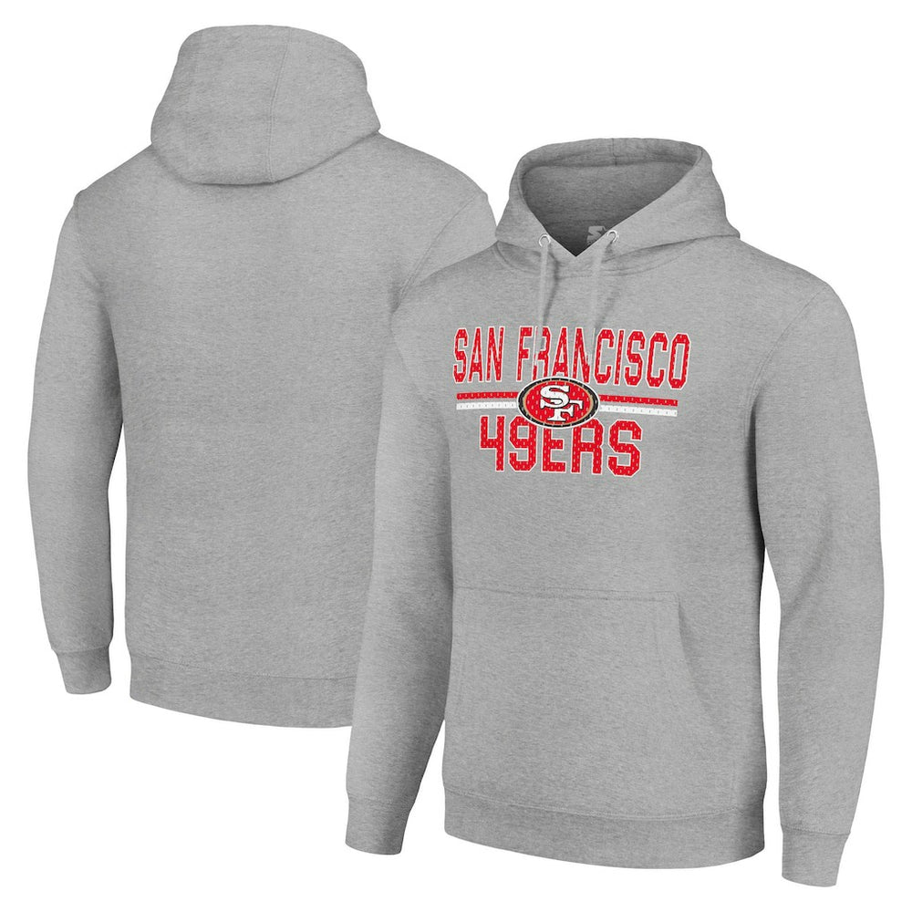 San Francisco 49ers Starter Unisex Team Mesh Print Graphic Tri-Blend Pullover Hoodie Heather Gray | NFL