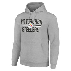 Pittsburgh Steelers Starter Unisex Team Mesh Print Graphic Tri-Blend Pullover Hoodie Heather Gray | NFL