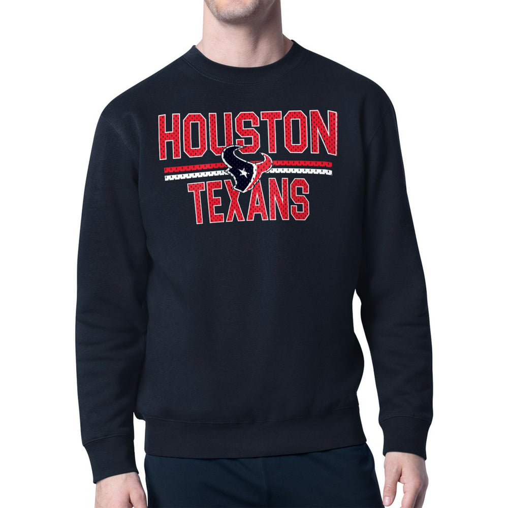 Houston Texans Starter Team Mesh Print Graphic Pullover Sweatshirt Navy | NFL