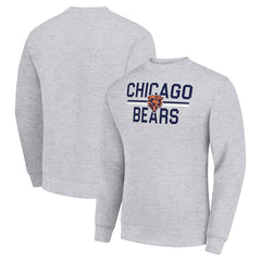 Chicago Bears Starter Team Mesh Print Graphic Pullover Sweatshirt Heather Gray | NFL