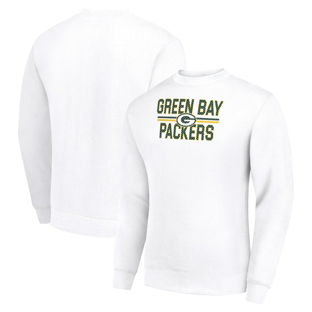 Green Bay Packers Starter Team Mesh Print Graphic Pullover Sweatshirt White | NFL