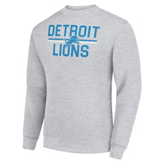 Detroit Lions Starter Team Mesh Print Graphic Pullover Sweatshirt Heather Gray | NFL
