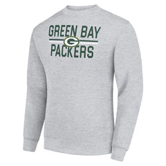 Green Bay Packers Starter Team Mesh Print Graphic Pullover Sweatshirt Heather Gray | NFL