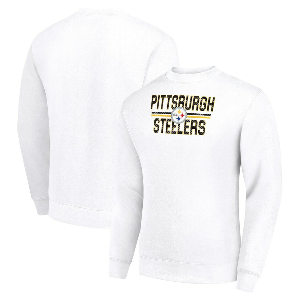 Pittsburgh Steelers Starter Team Mesh Print Graphic Pullover Sweatshirt White | NFL