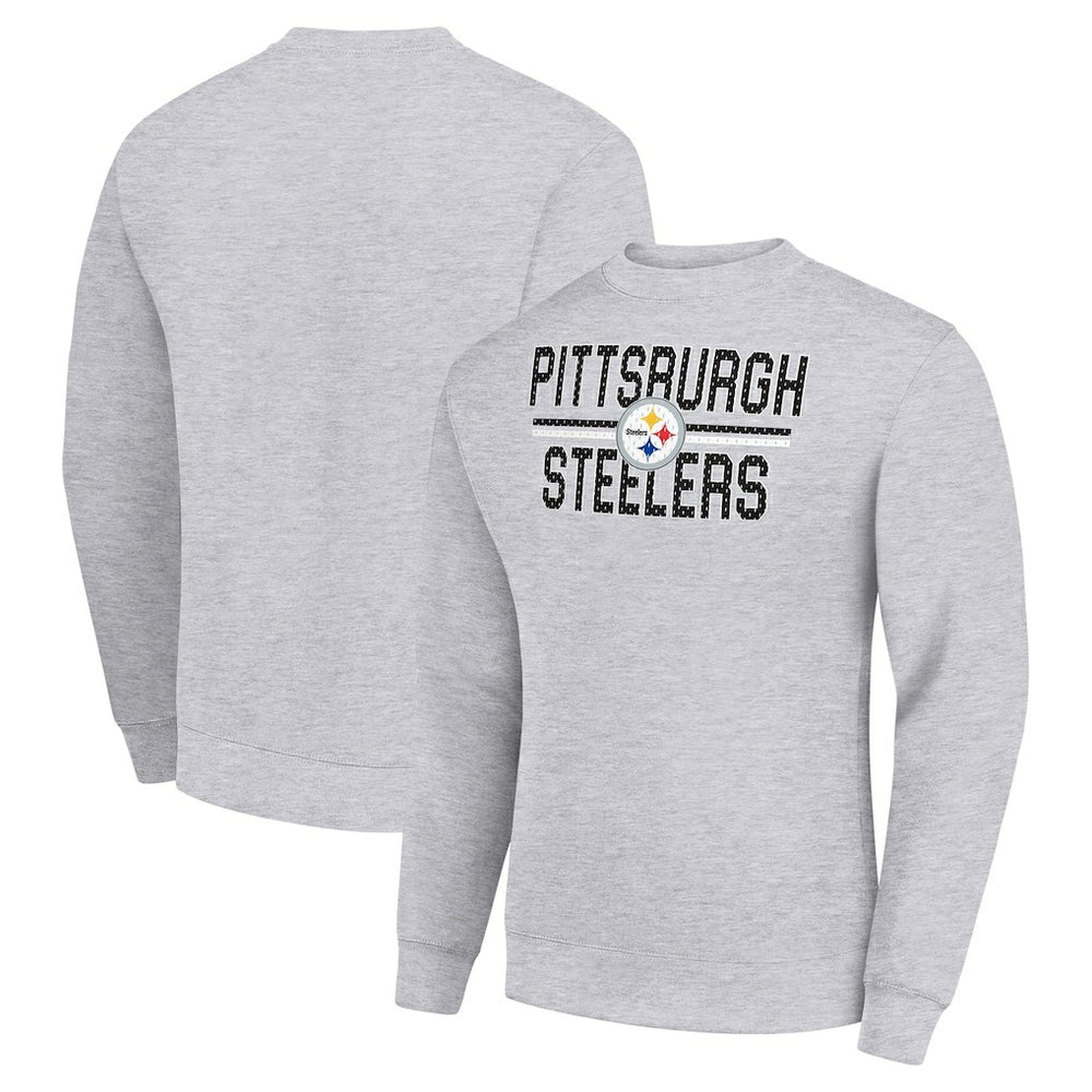 Pittsburgh Steelers Starter Team Mesh Print Graphic Pullover Sweatshirt Heather Gray | NFL