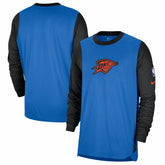 Oklahoma City Thunder 2024/25 City Edition Authentic Pregame Performance Long Sleeve Shooting T-Shirt Blue/Black - NBA