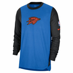 Oklahoma City Thunder 2024/25 City Edition Authentic Pregame Performance Long Sleeve Shooting T-Shirt Blue/Black - NBA