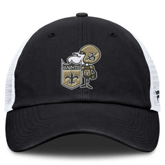 New Orleans Saints Basic Vintage Trucker Adjustable Hat Black | Fanatics