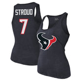 C.J. Stroud Houston Texans Majestic Threads Women's Name & Number Tri-Blend Tank Top Navy | NFL