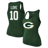 Jordan Love Green Bay Packers Majestic Threads Women's Name & Number Tri-Blend Tank Top Green | NFL