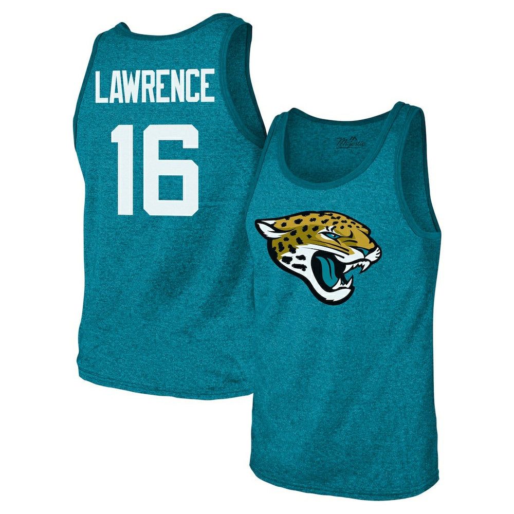 Trevor Lawrence Jacksonville Jaguars Majestic Threads Tri-Blend Player Name & Number Tank Top Teal | NFL