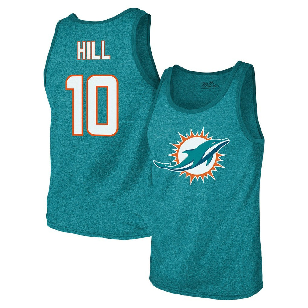 Tyreek Hill Miami Dolphins Majestic Threads Tri-Blend Player Name & Number Tank Top Aqua | NFL