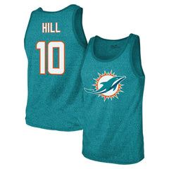 Tyreek Hill Miami Dolphins Majestic Threads Tri-Blend Player Name & Number Tank Top Aqua | NFL