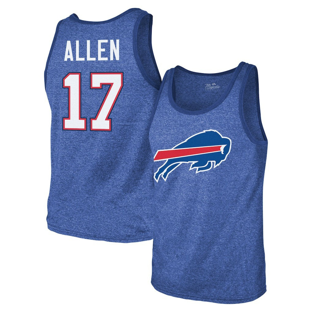 Josh Allen Buffalo Bills Majestic Threads Tri-Blend Player Name & Number Tank Top Royal | NFL