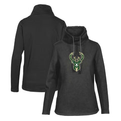 Milwaukee Bucks Levelwear Women's Loop Core Funnel Neck Pullover Sweatshirt Black - NBA